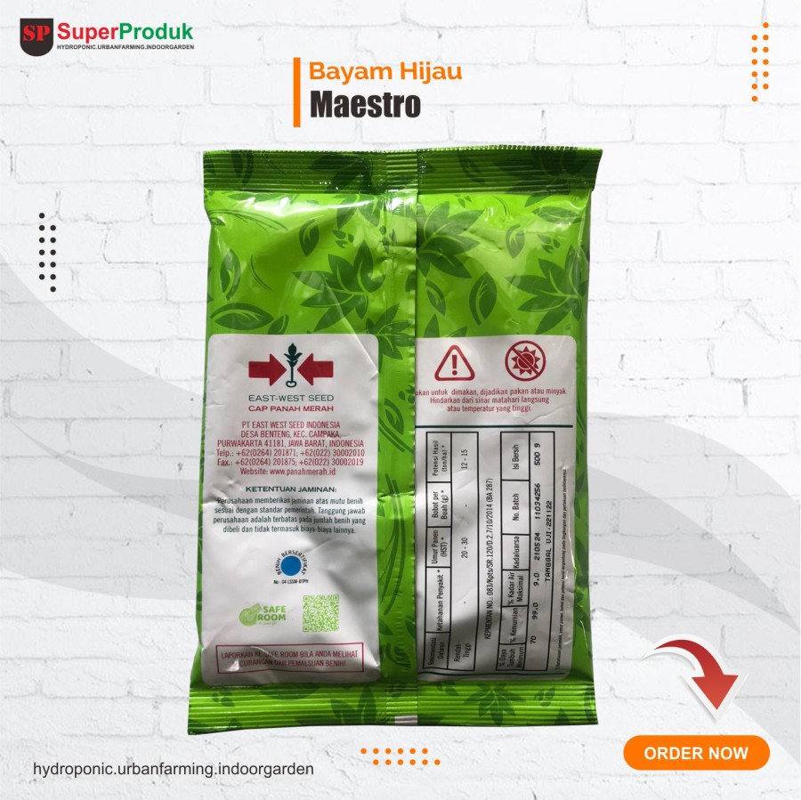 Benih Bayam Hijau Maestro 500gr panah merah