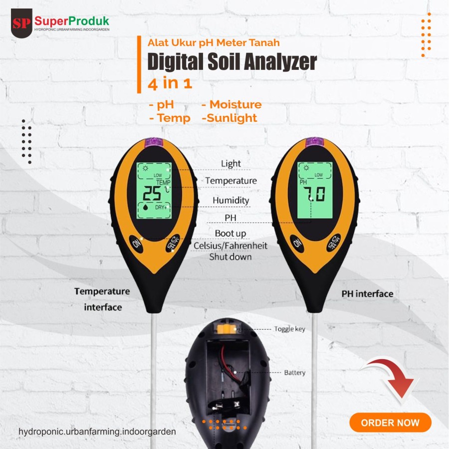 Digital Soil Ph Meter 4 in 1 / Soil Tester/Soil Analyzer